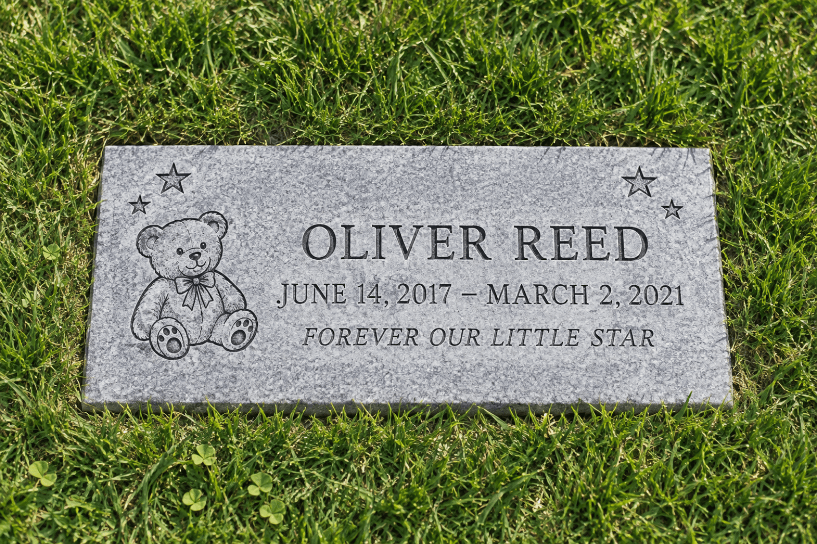 Child memorial marker with themed engraving