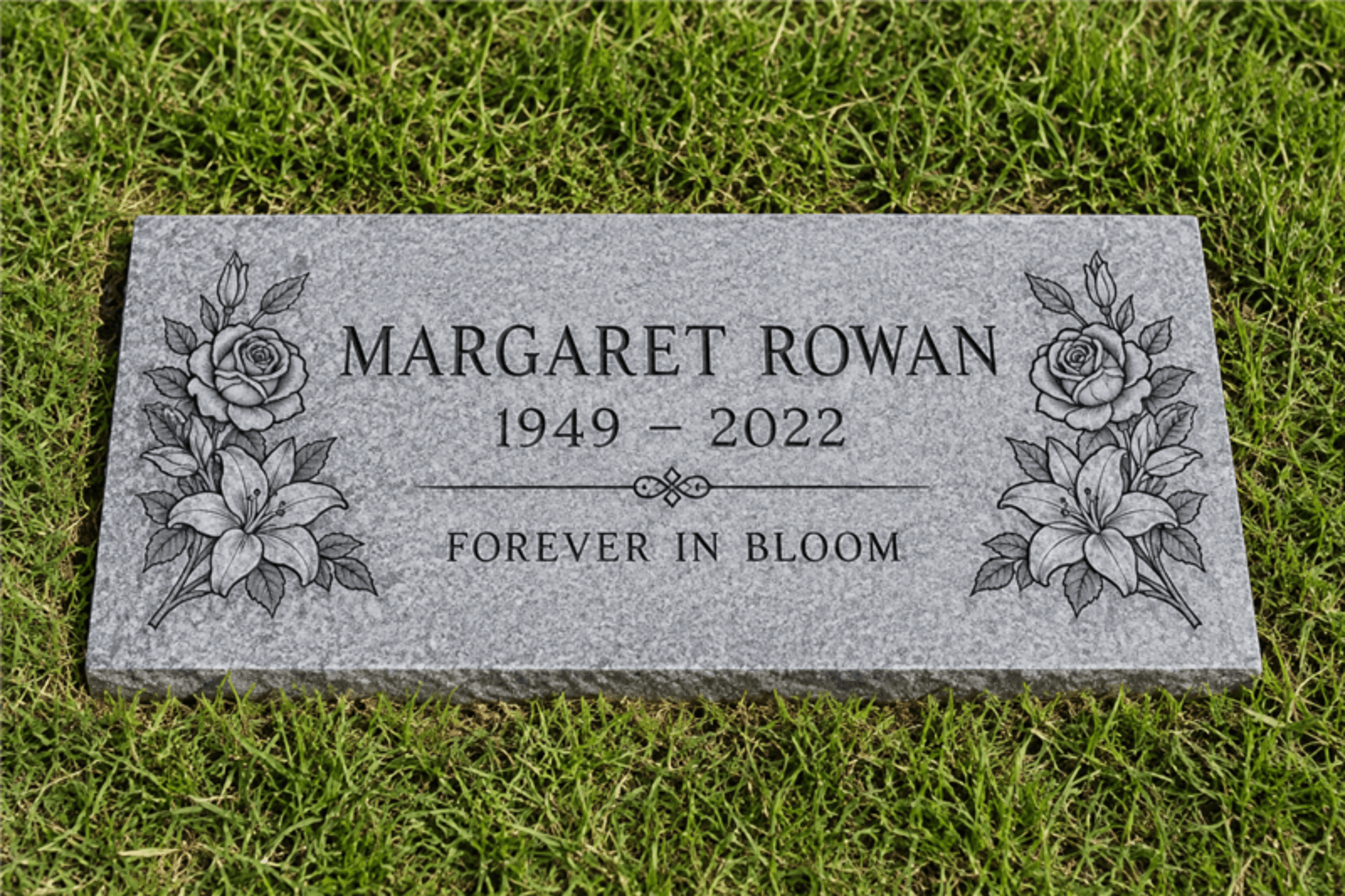 Flat marker with floral engraving