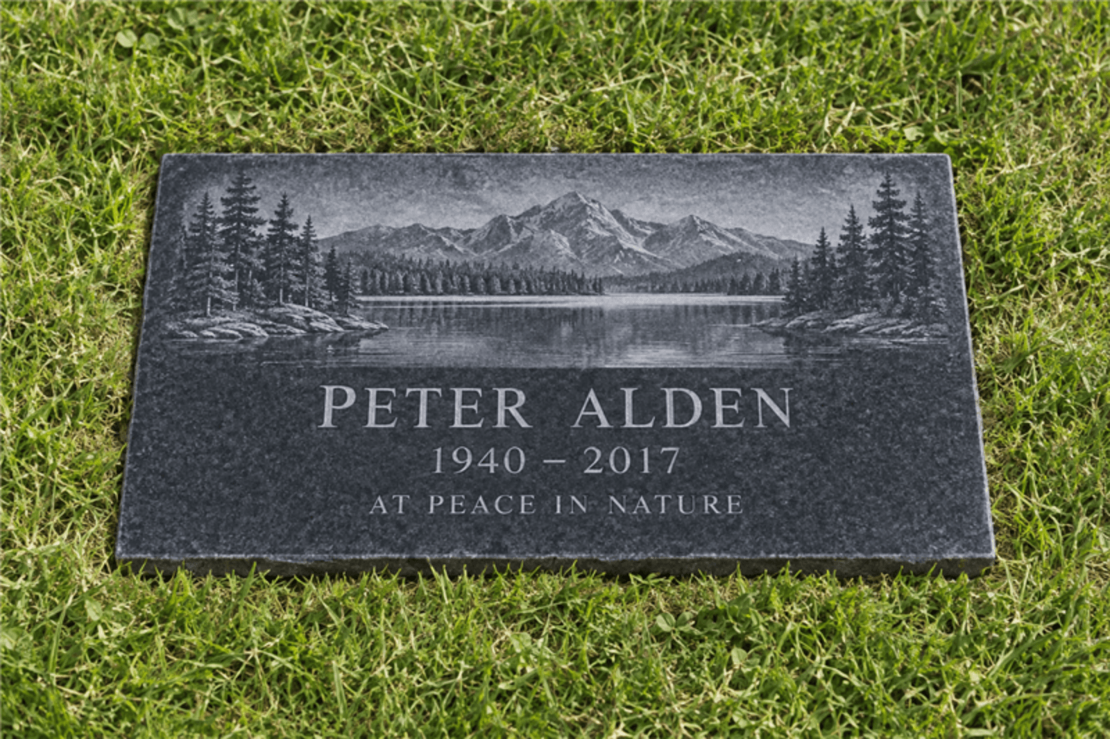 Flat marker with nature scene engraving