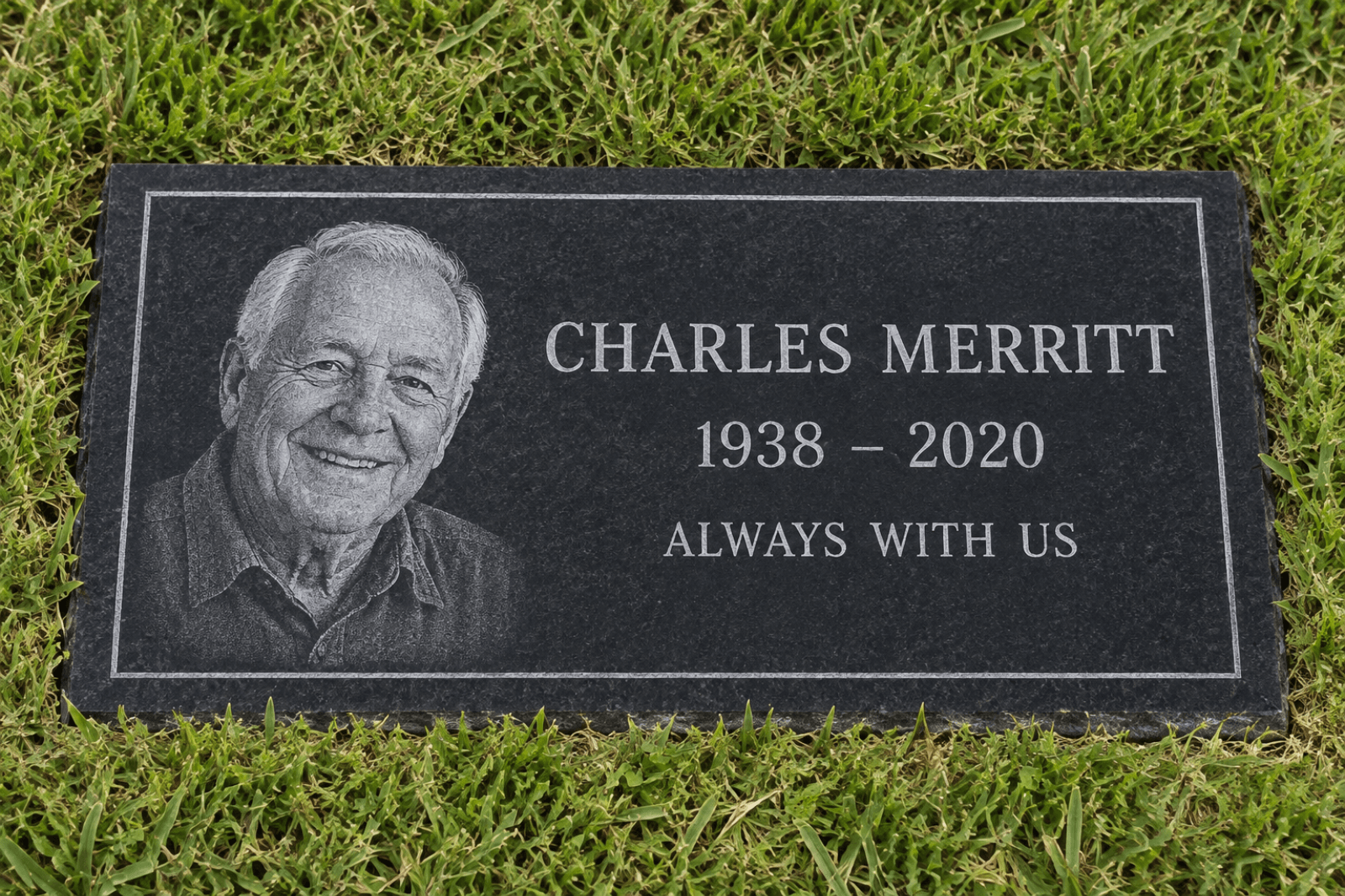Bronze marker with engraved portrait
