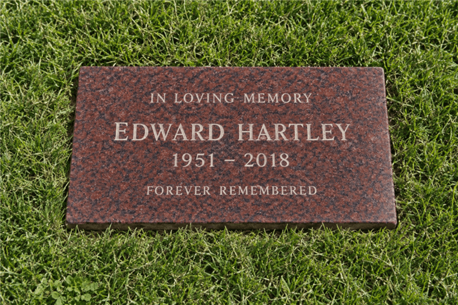 Red granite flat marker