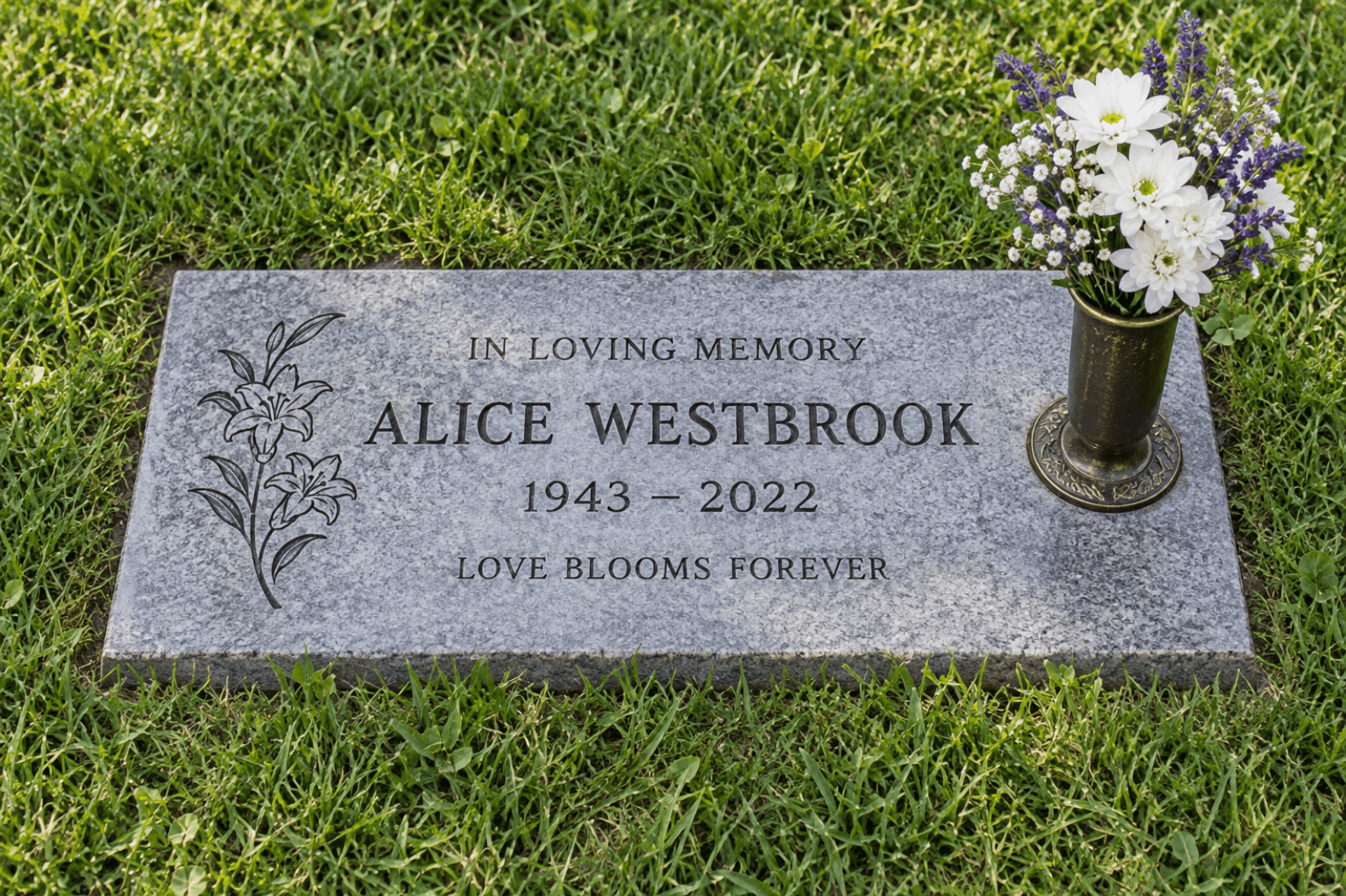 Bronze marker with vase attachment