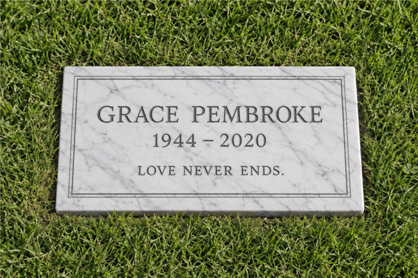White marble flat marker